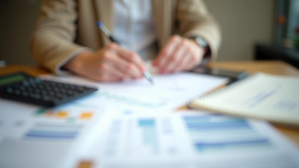 Schreibtisch mit Finanzplanung und Taschenrechner